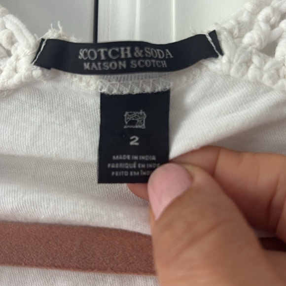 Scotch and Soda White Fringe Crochet Detail Tee - Picture 5 of 10